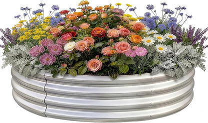 Land Guard Galvanized Raised Garden Bed Kit, Round Large Metal Galvanized Planter Raised Garden Boxes Outdoor…