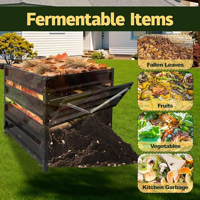 BUKLIYN Compost Bin Outdoor - 285 Gallon Metal Wire Mesh Compost Bins with Rust-Proof Coating, Compost Bin for Yard Waste, Leaves & Kitchen Scraps, 41(L)*41(W)*39.4(H) inch