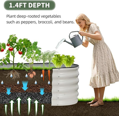1MORE Galvanized Raised Garden Bed- Planter Garden Boxes Outdoor, Raised Beds for Gardening,Metal Garden Bed Kit for Vegetables Flower, Planter Raised Beds.8x2x1.4ft White-2pcs