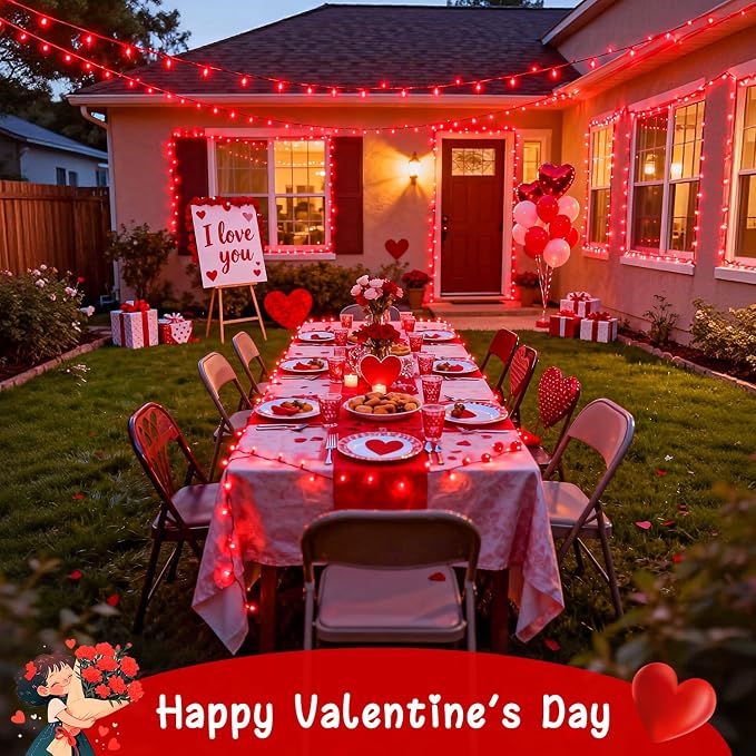 JMEXSUSS 2 Pack Solar Halloween Lights, Total 200LED Red String Lights | Outdoor Waterproof, 66FT 8 Modes Solar Christmas Lights for Outside Patio Christmas Tree Garden Yard Xmas Decorations