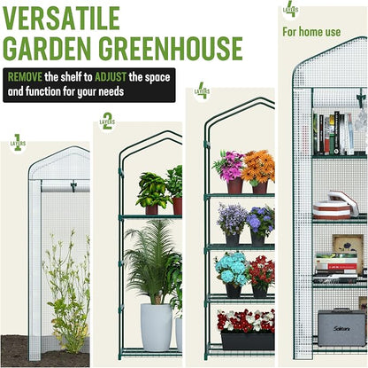 WORKPRO Mini Greenhouse, 4-Tier Portable Small Greenhouses for Outdoor Indoor with Shelves and Thicken PE Cover, White - 27" L x 19" W x 63" H, Ideal Gardening Gifts for Women Men