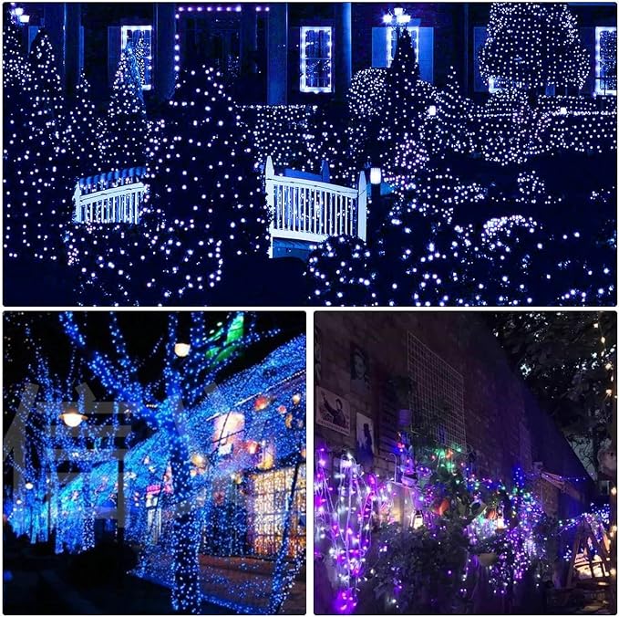 300 LED Blue Outdoor Indoor String Lights, Safety Plug in 8 Modes 108Ft Twinkle Lights,Christmas Tree Wire Fairy Lights for Bedroom, Party Decor(300Led-Blue)