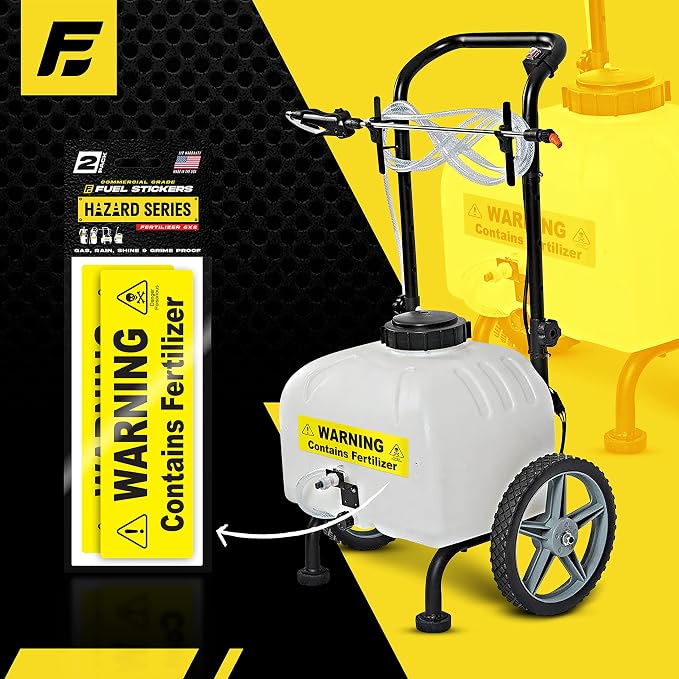 Fertilizer Stickers - Warning Label Signage for Pump and Garden Sprayers: Weather and Fade Resistant, Extreme Stick, Commercial Grade, Fertilizer Labels - USA Made (20 Labels)