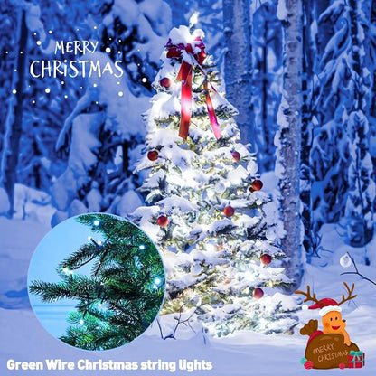 JMEXSUSS 2 Pack Solar String Lights Outdoor, Total 66 FT 200 LED, White | Waterproof, 8 Modes Solar Christmas Lights for Outside Patio Christmas Tree Garden Yard Xmas Decorations