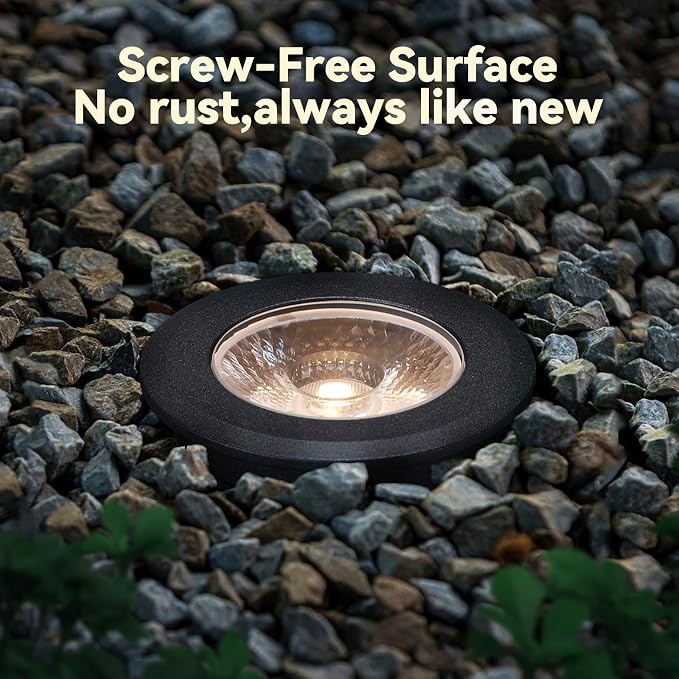 LEONLITE 12-Pack 3W 5CCT Well Lights Landscape LED In Ground, 12-24V AC/DC Low Voltage, CRI90 IP67 Inground Well Lights Outdoor, Black Aluminum Housing, Embedded Parts Included