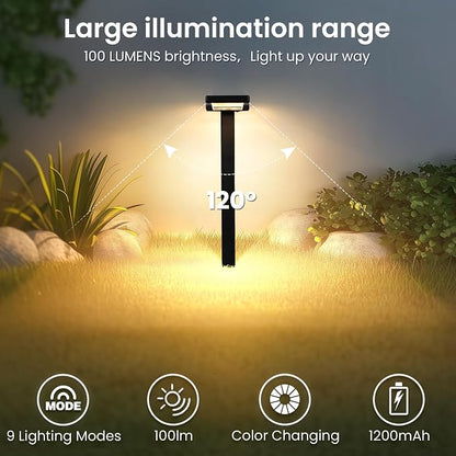 AUDERWIN Solar Pathway Lights Outdoor, Smart Color Changing with 9-in-1 (Warm White/Cool White/RGBCW) Modes,Bright Landscape Lighting Waterproof for Walkway,Garden,Driveway,Yard,Patio(6pack)