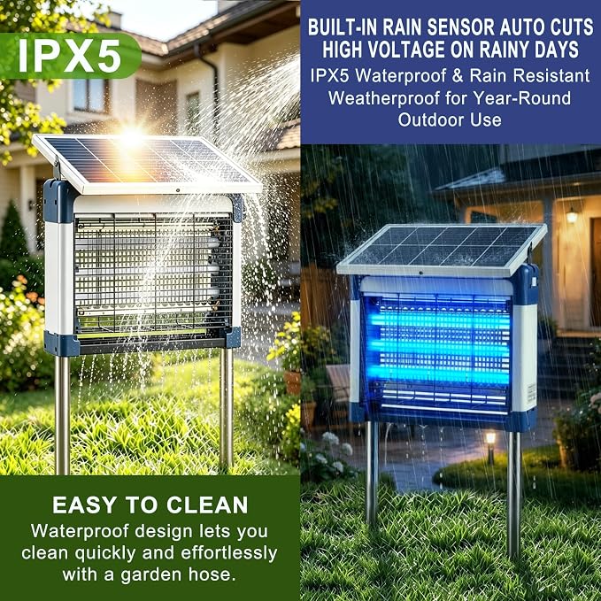 Solar Bug Zapper Outdoor (Silver Gray, 15.5in Diagonal)