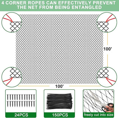 BSTPCOO 100'x100' Bird Netting for Chicken Coop, Nylon 3/4" Mesh Poultry Netting Chicken Nettings Roof Hawk, Aviary Net Deer Fence Garden Netting for Fruits Trees Plant