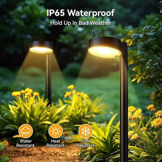 Ahaorigin 12 Pack Solar Pathway Lights Outdoor, 12 Brighter LED Solar Lights Outdoor Waterproof, Up to 12 Hrs Modern Solar Powered Path Light for Yard Garden Walkway Driveway, Warm White
