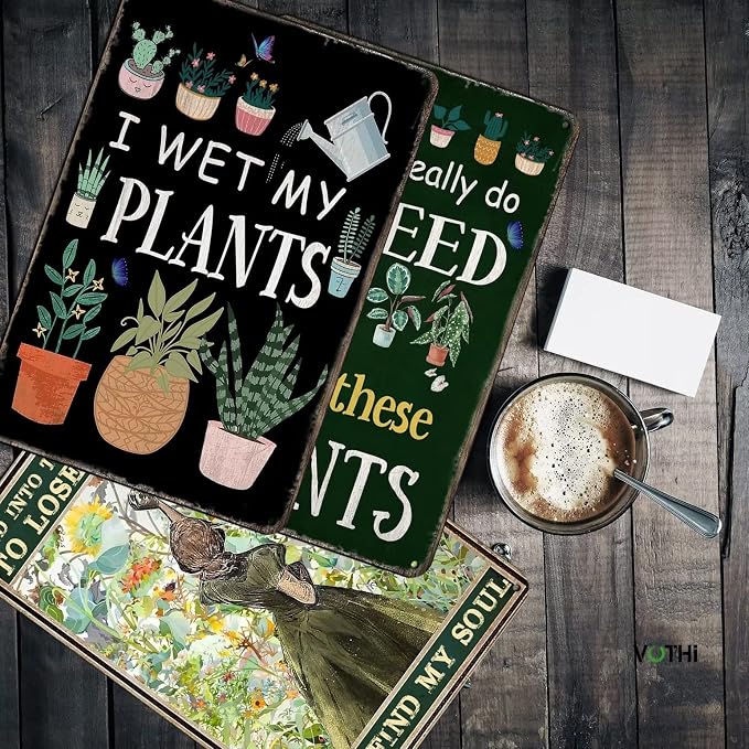 Funny Garden Metal Signs,I Wet My Plants 12x8 Inch | Aluminum,Farmhouse Home Kitchen Gardening Wall Deco