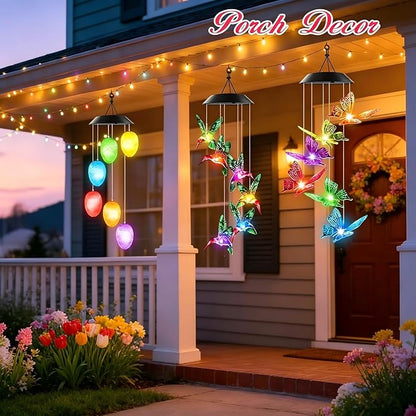 Birthday Gifts for Women, Gardening Gifts for Mom Grandma Nana Wife Sister, Winzwon Solar Lights Outdoor Wind Chimes for Outside Garden Yard Patio Porch Decor Butterfly Decorations