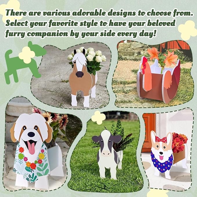 Pet Planters 4 Pcs Farm Animals Series Cute Animal Shape Flower Planters, Plant Pots for Indoor/Outdoor Garden Decor, Unique Gifts/Souvenirs for Pet Lovers (Farm Series 4pcs (2D))