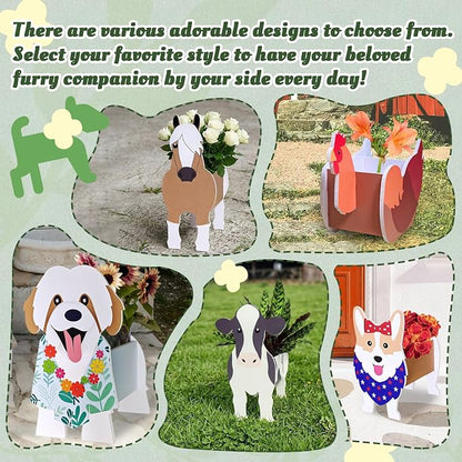 Pet Planters 4 Pcs Farm Animals Series Cute Animal Shape Flower Planters, Plant Pots for Indoor/Outdoor Garden Decor, Unique Gifts/Souvenirs for Pet Lovers (Farm Series 4pcs (2D))