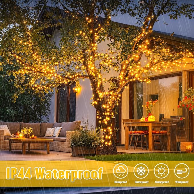 JMEXSUSS 2 Pack Solar String Lights Outdoor, Total 66FT 200 LED, Warm White | Christmas Lights Outdoor Waterproof, 8 Modes Solar Christmas Lights for Outside Garden Yard Patio Tree Xmas Decorations