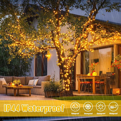 JMEXSUSS 2 Pack Solar String Lights Outdoor, Total 66FT 200 LED, Warm White | Christmas Lights Outdoor Waterproof, 8 Modes Solar Christmas Lights for Outside Garden Yard Patio Tree Xmas Decorations
