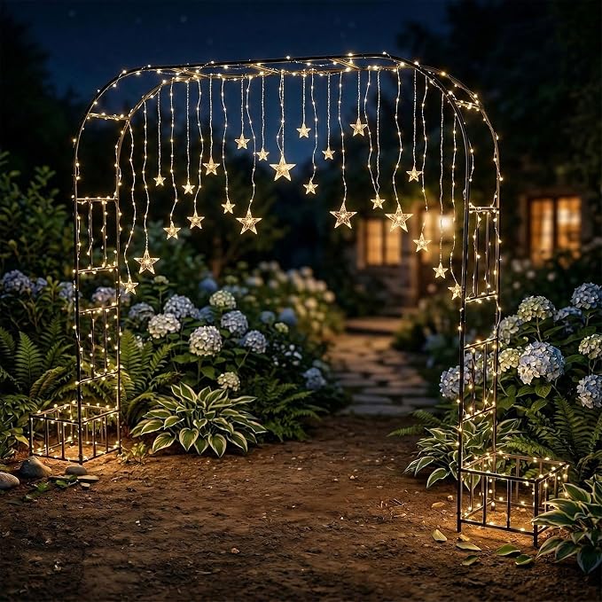 Garden Arch with Planter Boxes, Metal Arbor Trellis for Climbing Plants Outdoor, Heavy Duty Iron Archway for Wedding Ceremony Party Backyard Lawn Patio Decor, Black