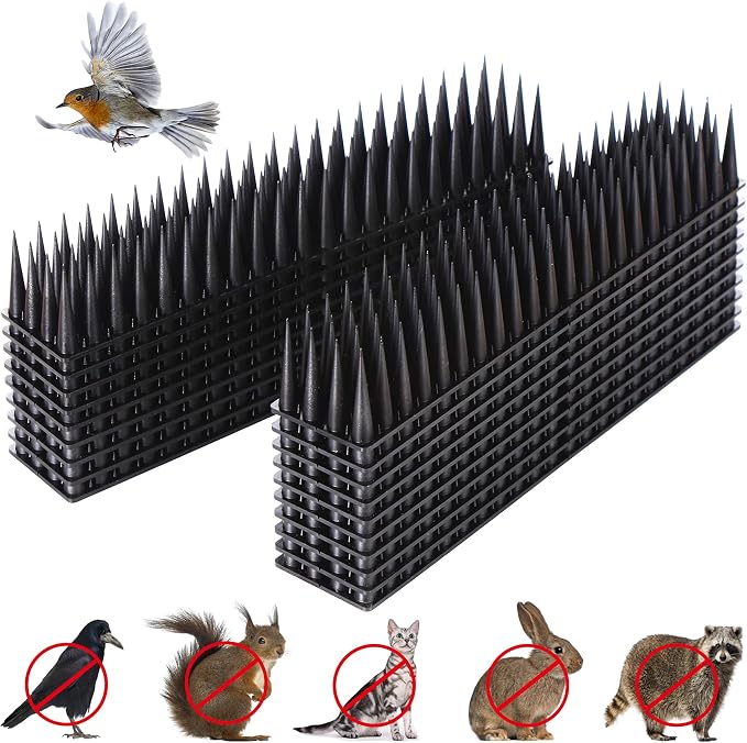 Bird Spikes, 20 Packs 20 Ft Bird Deterrent Strips Spikes for Small Birds Deterrent Spikes for Fences and Roof to Keep Birds Away