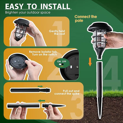 SOLPEX Solar Pathway Lights Waterproof Outdoor Lighting, 12 Pack Cold White | IP44 Waterproof, 8-12H Runtime, Auto On/Off, Tool-Free Install, Yard/Garden/Pathway/Patio/Walkway/Driveway