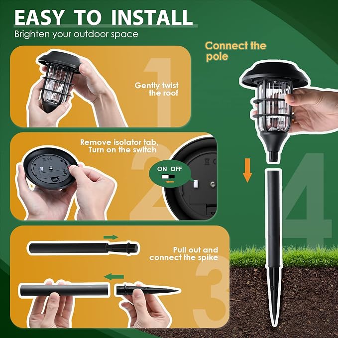 SOLPEX Solar Pathway Lights Waterproof Outdoor Lighting, 8 Pack Cold White | IP44 Waterproof, 8-12H Runtime, Auto On/Off, Tool-Free Install, Yard/Garden/Pathway/Patio/Walkway/Driveway
