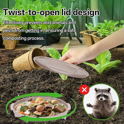 Inground Worm Composter, Outdoor Underground Worm Farm 3.3 Gallons, Garden Worm Compost Bin from Kitchen Food Waste, Black+Gray (10.7x10.7x13Inch),2 Pack