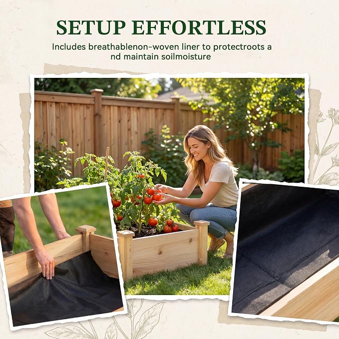 8×2ft Wooden Horticulture Raised Garden Bed Divisible Elevated Planting Planter Box for Flowers/Vegetables/Herbs in Backyard/Patio Outdoor, Natural Wood, 96 x 24 x 9in