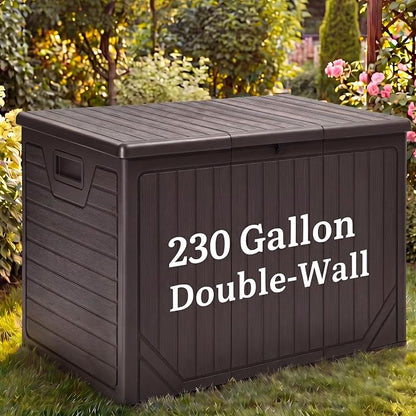 YITAHOME 230 Gallon Extra Large Outdoor Storage Box | Waterproof Double-WallDeck Box with Hydraulic Piston for Garden Tools, Pool Accessories & Cushions, Resin Deck Organizer