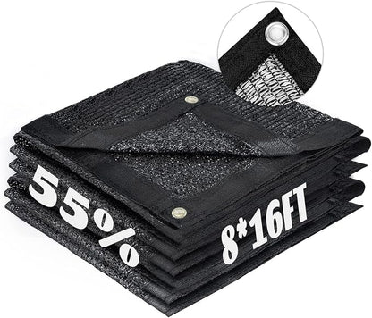 LOVE STORY 8x16FT 55% Black Shade Cloth Sun Shade Net with Grommets Sunblock Net Mesh Tarp for Garden,Plants Cover,Greenhouse and Patio