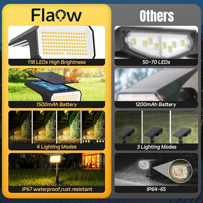 Solar Spot Lights Outdoor, [4 pack/118 LED] 4 Modes Auto On/Off Solar Landscape Spotlights, Ip67 Waterproof Solor Powered Pathway Lights for Outside Yard Garden Walkway Tree Patio (Warm White)