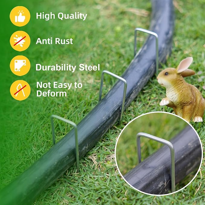 100 Pack Lawn Staples, Premium Garden Landscape Staples, Galvanized Heavy-Duty Gauge Stakes, U-Shaped Tent Stakes, Anti-Rust Fence Netting Pins Ground Spikes, Sod Pins
