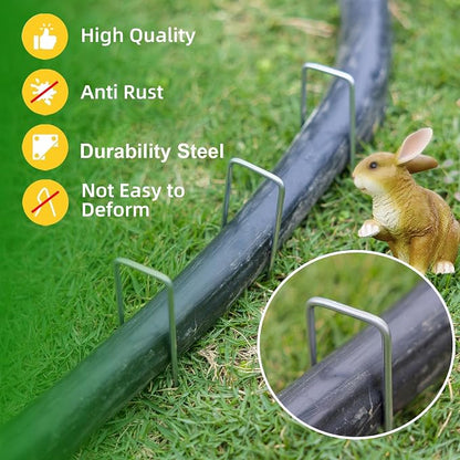 100 Pack Lawn Staples, Premium Garden Landscape Staples, Galvanized Heavy-Duty Gauge Stakes, U-Shaped Tent Stakes, Anti-Rust Fence Netting Pins Ground Spikes, Sod Pins