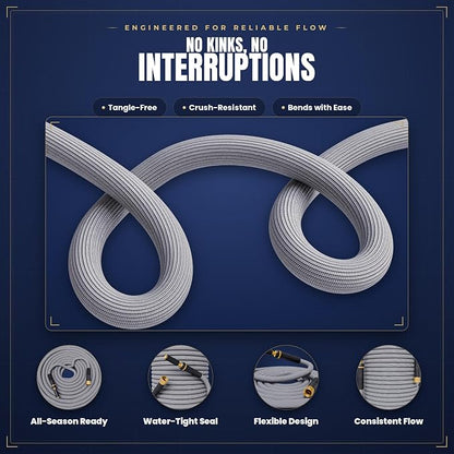 TITAN Garden Hose | Flexible, Lightweight, Kink-Free & Durable Hybrid Water Hose with Heavy Duty Brass Connectors & High-Pressure Jet Nozzle (50FT x 5/8”)