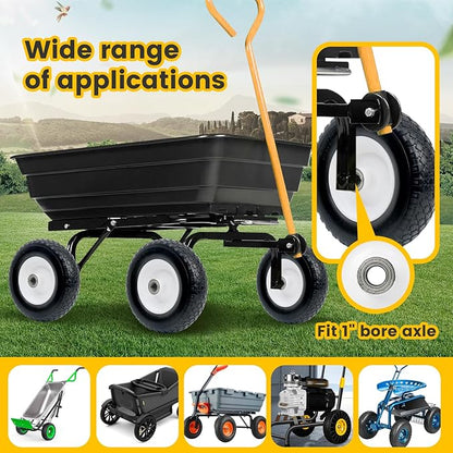 MaxxHaul 12" Flat Free Solid Tire 4.10/3.50-6" Wheel with 1" Bore with 5/8" Adapter - Double Sealed Bearings 3.75" Center Hub - Trailer Dolly/Wheelbarrow Replacement - 330 lb Capacity 1-Pack (51067)