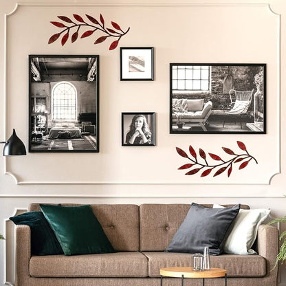 Zhengmy 2 Pieces Metal Tree Leaf Wall Decor Vine Olive Branch Leaf Wall Art Living Room, Hallway Wall Decor Outdoor Decoration(Autumn Color)