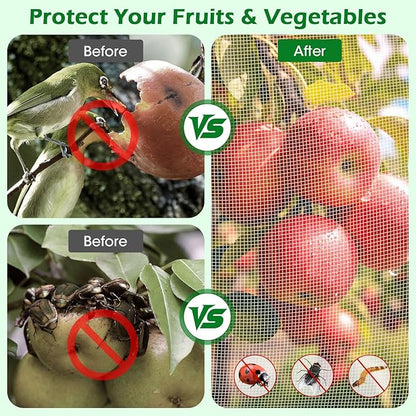 8'x8' Fruit Tree Netting Cover with Zipper and Drawstring | Ultra-Fine Mesh Garden Plant Insect Pest Net Barrier to Prevent Squirrel Bird Deer Cicadas Bag for Blueberry Tomato-1Pcs
