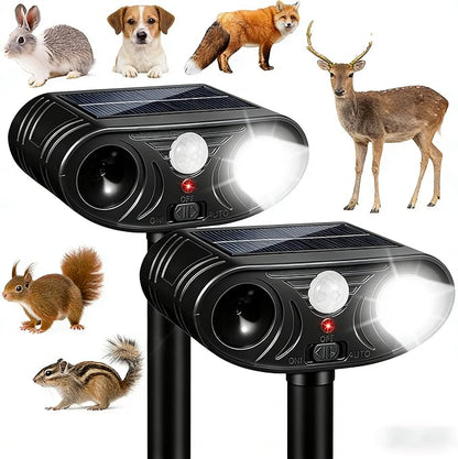 2 Pack Sonic Fortress Pro Deer Repellent Solar Animal Repellent Outdoor | Strobe Light, Waterproof Squirrel Cat Repellent Outdoor Rabbit Bird Raccoon Deterrent for Yard Garden Farm