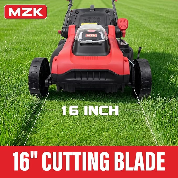MZK 40V 16" Electric Lawn Mower, 2-in-1 Brushless Cordless Lawn Mower, Walk-Behind Push Mowers with 5-Position Height Adjustment, 2 x 4.0Ah Batteries & Charger Included, LM16I5H