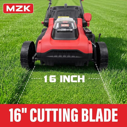 MZK 40V 16" Electric Lawn Mower, 2-in-1 Brushless Cordless Lawn Mower, Walk-Behind Push Mowers with 5-Position Height Adjustment, 2 x 4.0Ah Batteries & Charger Included, LM16I5H