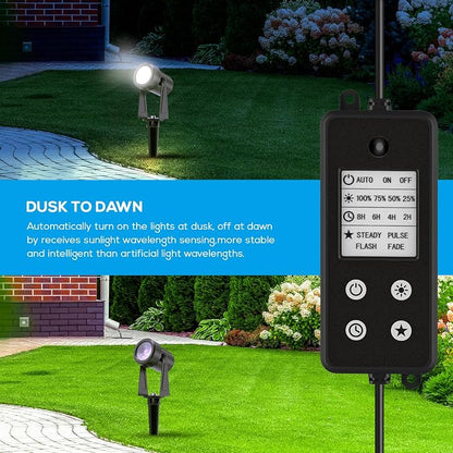 SUNTHIN Outdoor Landscape Spotlights, Dusk to Dawn Sensor Control, 16 Pack | IP65 Waterproof, Dimmable, Timable, Extendable, Auto on-off, Yard, Garden, Tree, Pathway, House Lighting