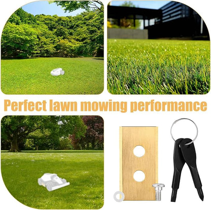 40pcs Gold-Tone Replacement Blades, Stainless Steel Replacement Robotic Lawnmower Blades with Washers Screws and Screwdriver for Mammotion 2 Awd Luba & Yuka All Series Robot Lawn Mowers (Style 2)
