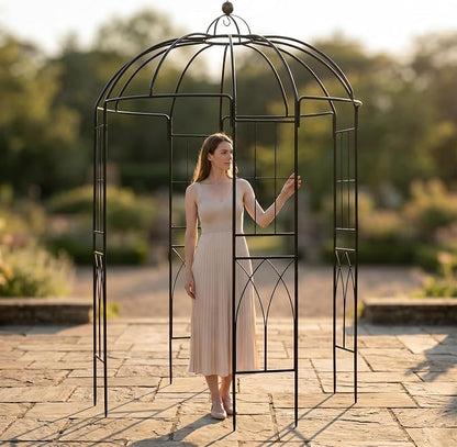 Garden Arches Arbors Birdcage Shape,9' High x 6.8' Wide,Metal Pergola Pavilion Gazebo Enduring Iron Trellis Plants Support Use for Outdoor Garden Arbor Climbing Plants Wedding Arches Ceremony