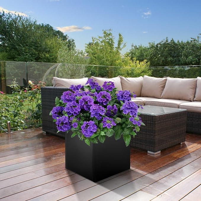 Square Metal Planter Box 20"x20"x21", Heavy Duty Galvanized Steel Planter Box Rust Resistant Indoor Outdoor, Cube Steel Planters for Patio, Yard, Porch, Garden, Commercial Residential