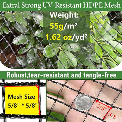 4 x 75ft Deer Fence Netting, Heavy Duty Plastic Mesh Plastic Fence Deer Netting, 55GSM Deer Fence for Garden, Reinforced Edges Anti Bird Netting Mesh for Trees Vegetable Raised Bed(55GSM, 4 x 75ft)