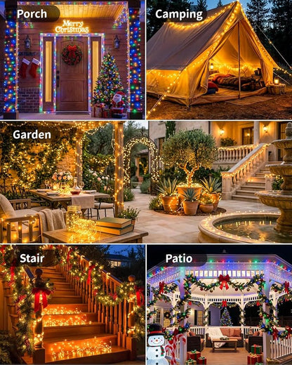 Solar Fairy String Lights 2 Pack Outdoor Remote Total 79FT 240LED Warm Multicolor 11 Mode Solar Powered Waterproof Copper Wire Twinkle String Light for Christmas Garden Tree Wedding Yard Decoration