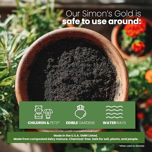 Soil Seed & Water Simon’s Gold Organic Dairy Compost – Rich, Aged Compost for Garden Beds, Raised Beds & Soil Enrichment