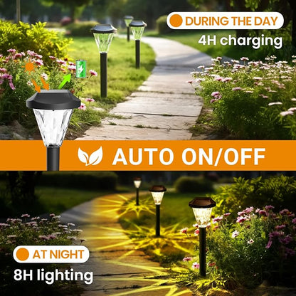 GIGALUMI 10 Pack Solar Lights Outdoor Waterproof, Outdoor Solar Lights for Yard, Solar Garden Lights, Yard Decorations Outdoor for Pathway, Patio, Garden, Driveway, Lawn, and Landscape(Warm White)