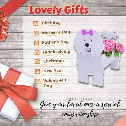 Cotton Veil Dog Planter Pots, 9.45 x 9.02x 13.39 Inches | Dog Flower Pot, Cute Animal Shaped Plant Pot, Gifts for Women & Pet Lovers, Indoor Outdoor Garden Home Office Decor