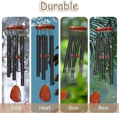 28" Wind Chimes for Outside. Deep Tone Lovely Wind Chimes with 6 Aluminum Tubes Courtyard Decoration. Windchimes Outdoor Create an Enjoyable Atmosphere & Give Mom a Gift