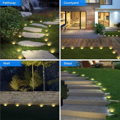 Peasur Mini Solar Ground Lights, 4 Pack Flat Solar Disc Lights Outdoor Waterproof, 2.3 Inch Small Solar Garden Lights Landscape Lighting for Outside Pathway Garden Yard Lawn Walkway,Warm White