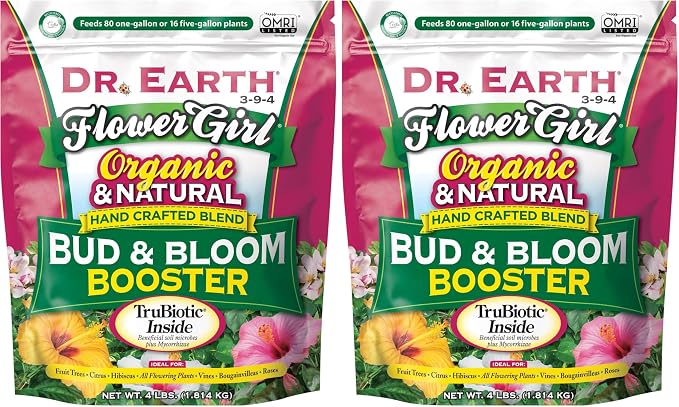Dr. Earth GL61100518430 Fertilizer & Soil 707P Organic 8 Bud & Bloom Fertilizer in Poly Bag, 4-Pound, 4 lb, Natural (Pack of 2)