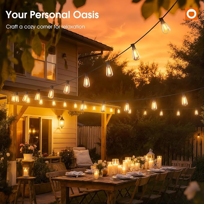 addlon 200FT(50FT*4) Outdoor String Lights for Outside Waterproof Patio Lights with Plastic ST38 LED Edison Bulbs Outdoor Lighting Extra Long for Backyard Bistro Porch Garden Pergola Party Decor